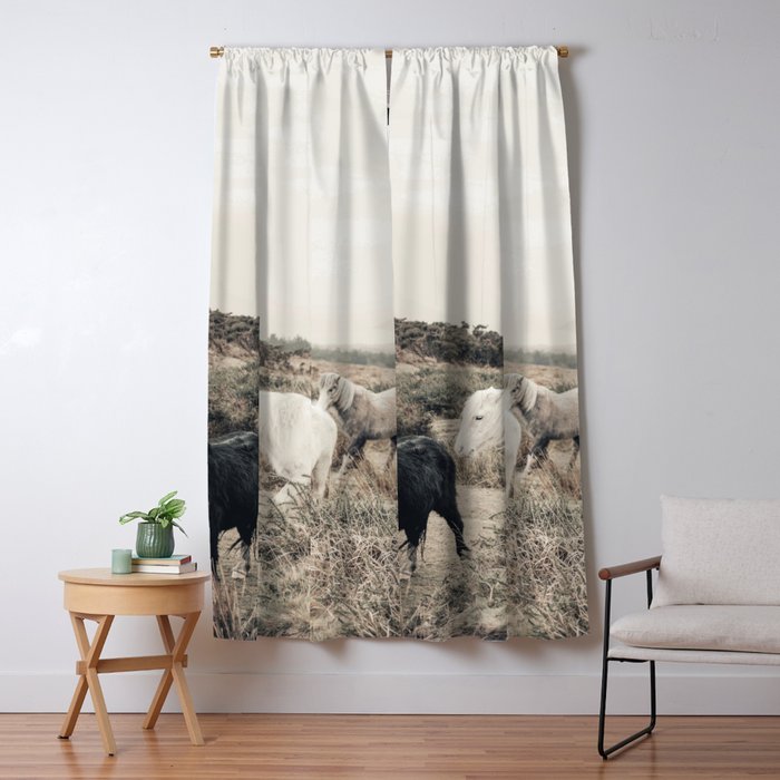Wild horses on the endless highlands 3 Window Curtain Gallery Image 1