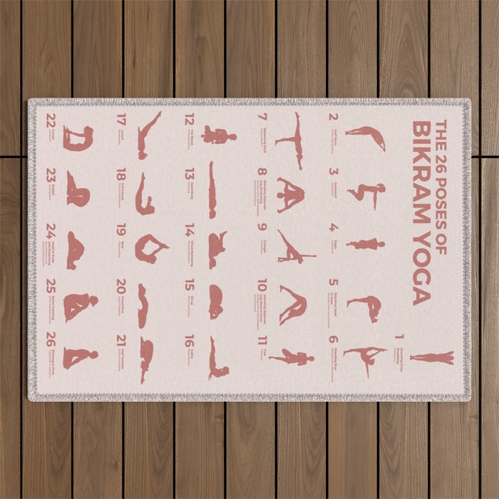 The 26 Poses OF Bikram Yoga Peach  Outdoor Rug Gallery Image 1