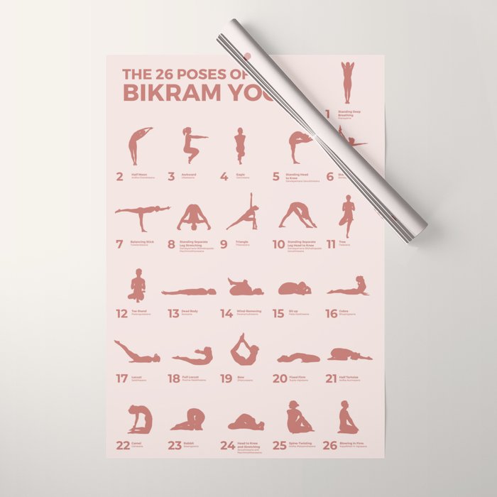 The 26 Poses OF Bikram Yoga Peach  Wrapping Paper Gallery Image 1