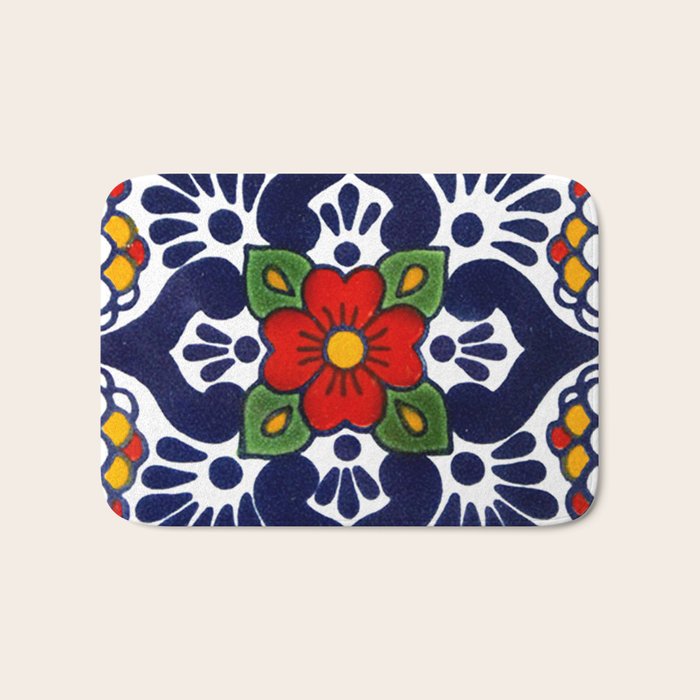 talavera mexican tile in blu Bath Mat Gallery Image 1