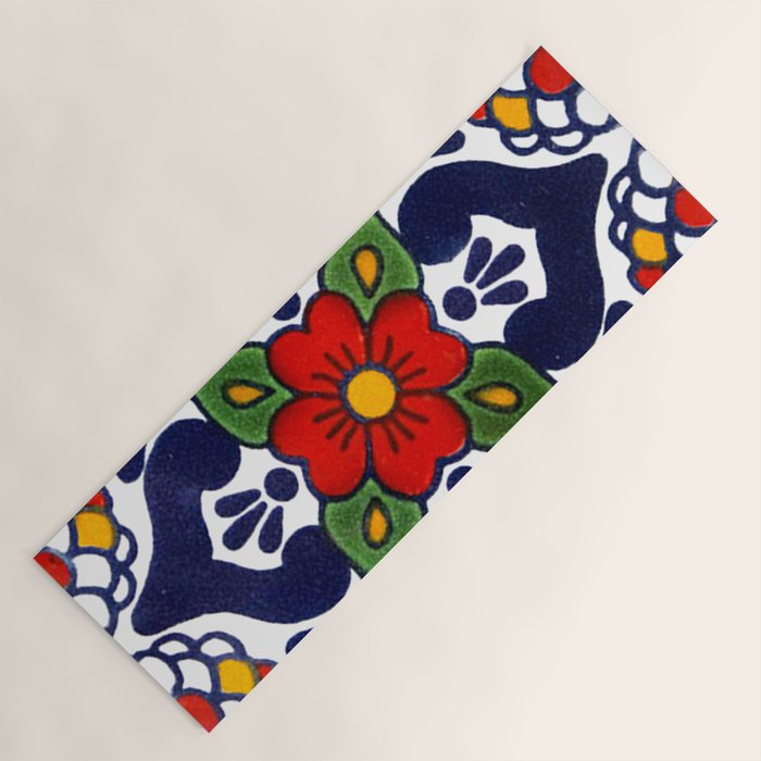 talavera mexican tile in blu Yoga Mat Gallery Image 1