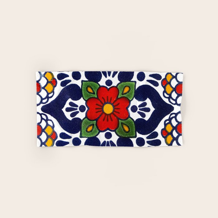 talavera mexican tile in blu Bath Towel Gallery Image 1