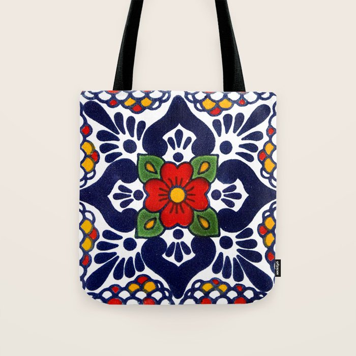 talavera mexican tile in blu Tote Bag Gallery Image 1
