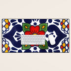 talavera mexican tile in blu Desk Mat Gallery Image 1