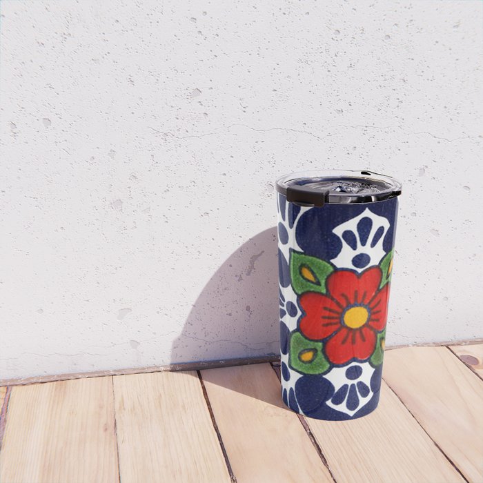 talavera mexican tile in blu Travel Mug Gallery Image 4