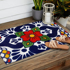 talavera mexican tile in blu Outdoor Rug Gallery Image 2