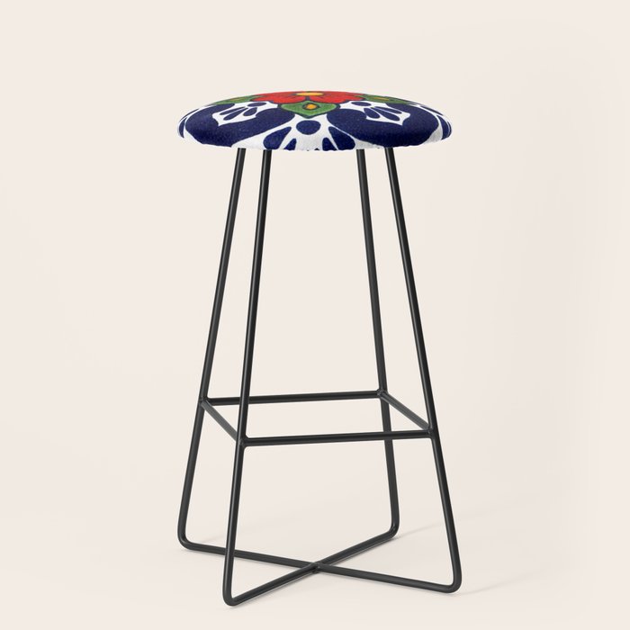 talavera mexican tile in blu Stool Gallery Image 1
