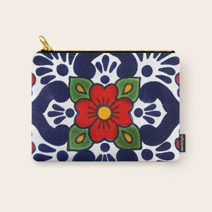 talavera mexican tile in blu Carry All Pouch Gallery Image 1