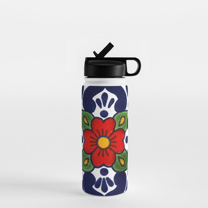talavera mexican tile in blu Water Bottle Gallery Image 1