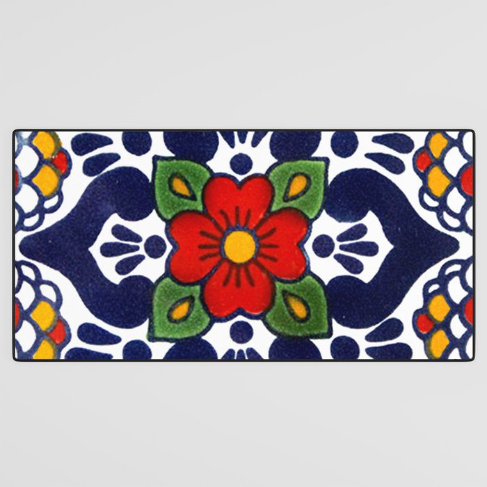 talavera mexican tile in blu Desk Mat Gallery Image 3