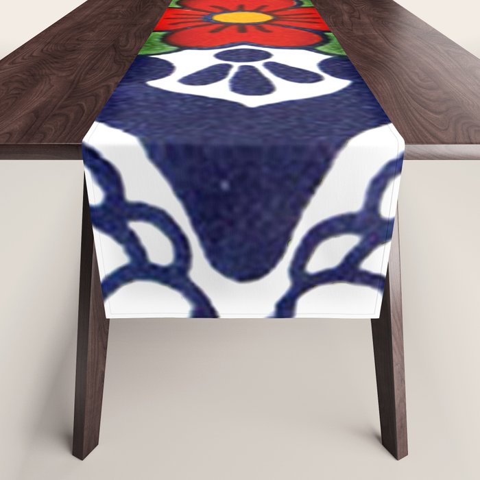 talavera mexican tile in blu Table Runner Gallery Image 1