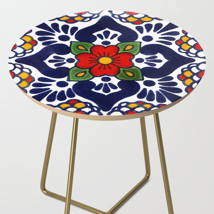 talavera mexican tile in blu Side Table Gallery Image 2