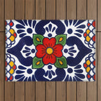 talavera mexican tile in blu Outdoor Rug Gallery Image 1