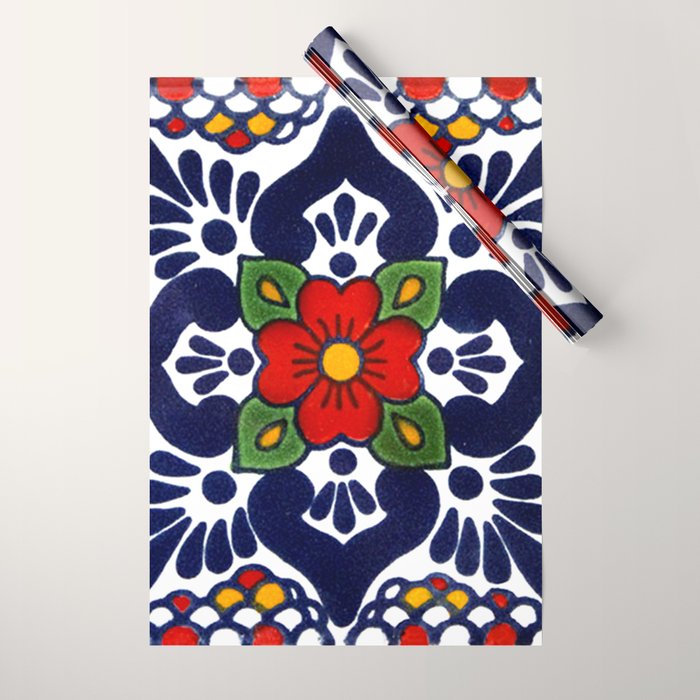 talavera mexican tile in blu Wrapping Paper Gallery Image 1