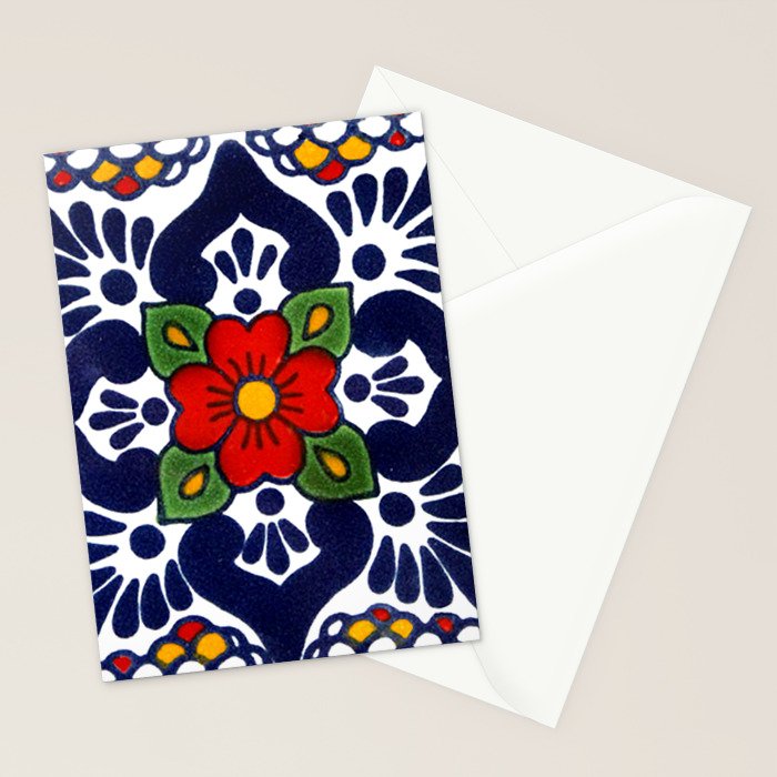 talavera mexican tile in blu Stationery Card Gallery Image 2