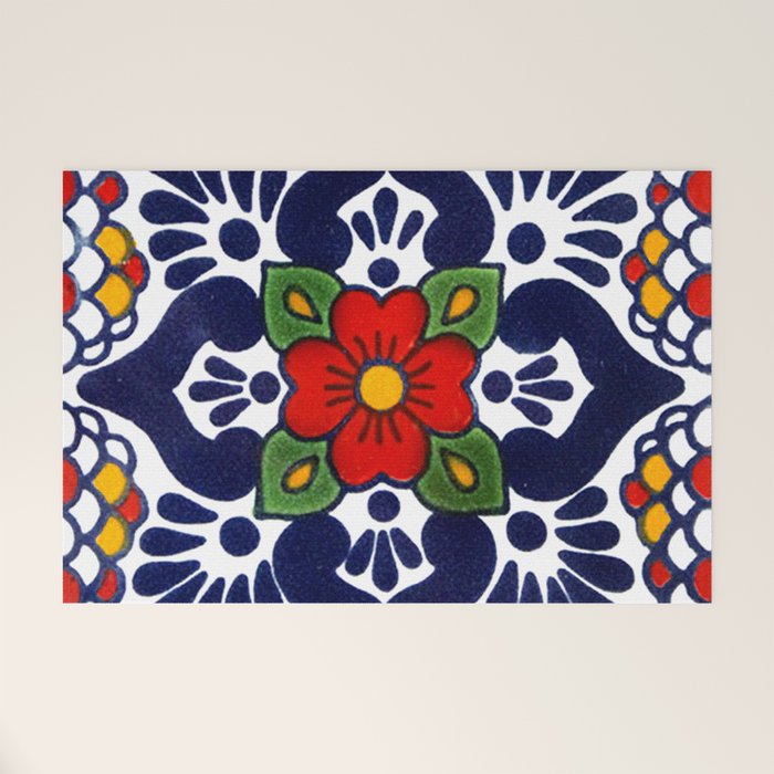 talavera mexican tile in blu Welcome Mat Gallery Image 1