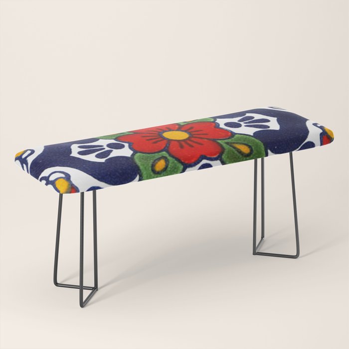 talavera mexican tile in blu Bench Gallery Image 1