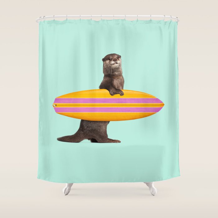 SURFING OTTER Shower Curtain Gallery Image 1