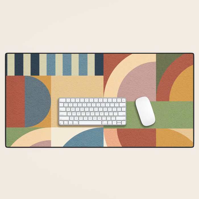 Abstract Bauhaus Geometry Sophisticated Autumn Desk Mat Gallery Image 1