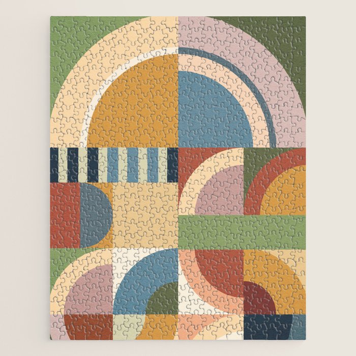 Abstract Bauhaus Geometry Sophisticated Autumn Jigsaw Puzzle Gallery Image 1