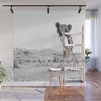 Vintage Desert Scape B&W // Cactus Nature Summer Sun Landscape Black and White Photography Wall Mural Gallery Image 1