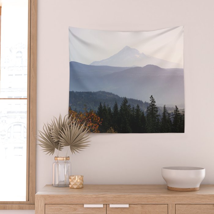 Mount Hood over the Columbia River Gorge Wall Tapestry Gallery Image 2