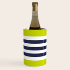 Modern Classy Navy Blue Lime Green STRIPES Wine Chiller Gallery Image 3