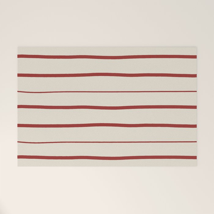 Simple Rust Stripes Welcome Mat Gallery Image 1
