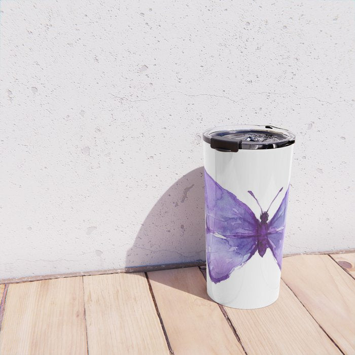 Purple Butterfly Travel Mug Gallery Image 4