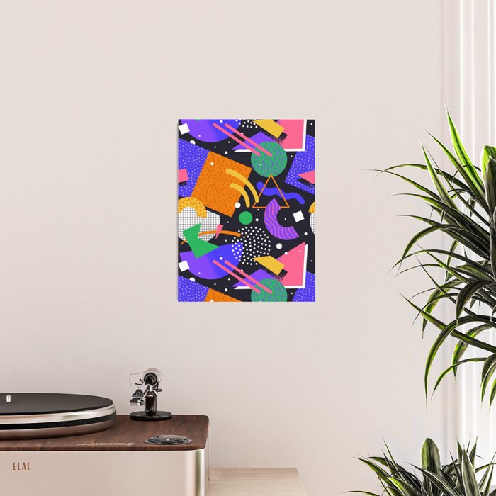Colorful retro 90s abstract memphis shape pattern Poster Gallery Image 2