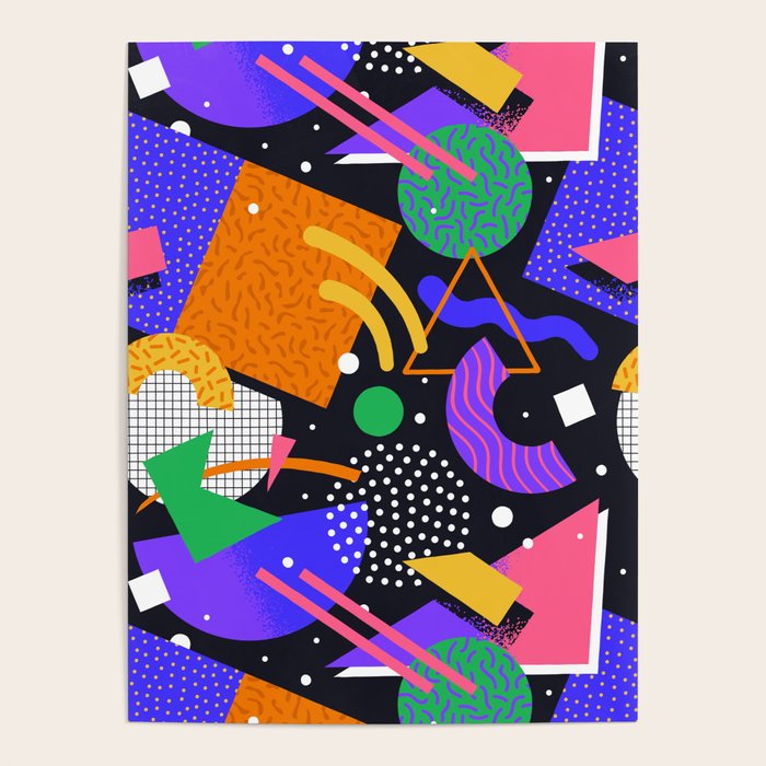 Colorful retro 90s abstract memphis shape pattern Poster Gallery Image 4