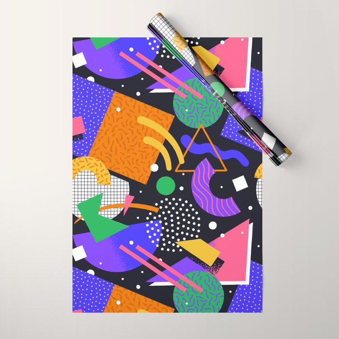 Colorful retro 90s abstract memphis shape pattern Wrapping Paper Gallery Image 1