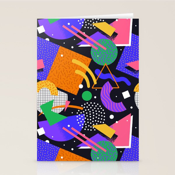 Colorful retro 90s abstract memphis shape pattern Stationery Card Gallery Image 1