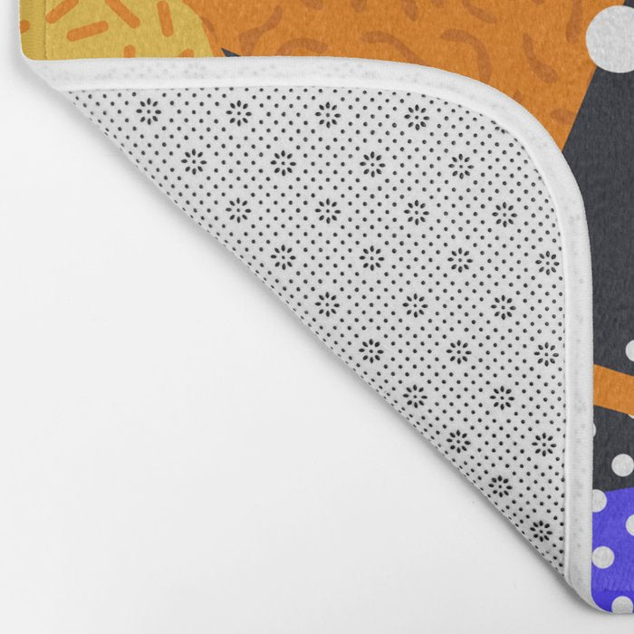 Colorful retro 90s abstract memphis shape pattern Bath Mat Gallery Image 2