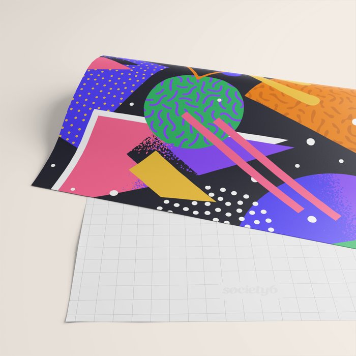 Colorful retro 90s abstract memphis shape pattern Wrapping Paper Gallery Image 2
