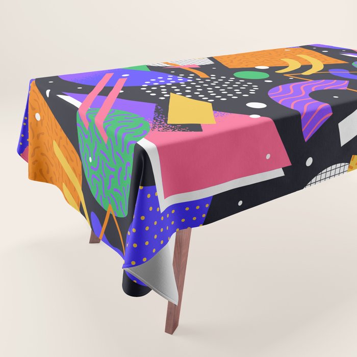 Colorful retro 90s abstract memphis shape pattern Tablecloth Gallery Image 1