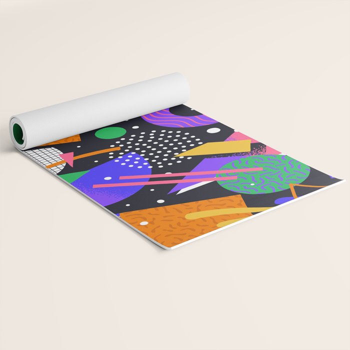 Colorful retro 90s abstract memphis shape pattern Yoga Mat Gallery Image 2