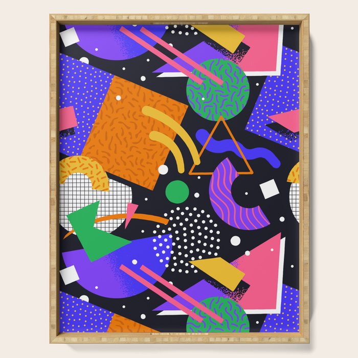 Colorful retro 90s abstract memphis shape pattern Serving Tray Gallery Image 1