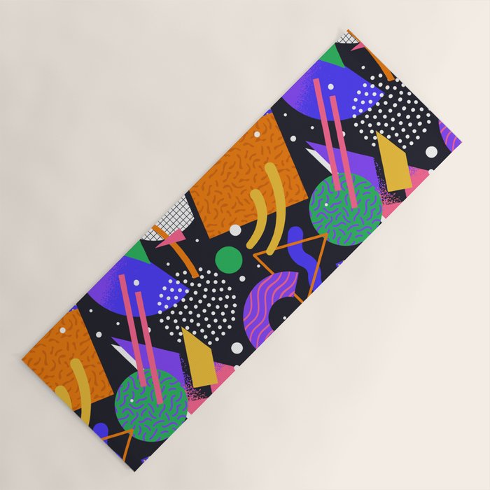 Colorful retro 90s abstract memphis shape pattern Yoga Mat Gallery Image 1