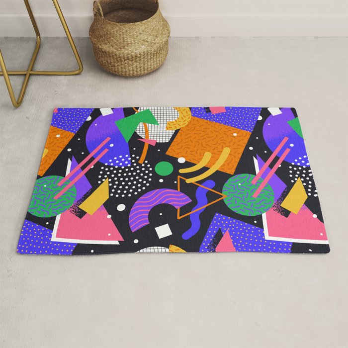 Colorful retro 90s abstract memphis shape pattern Rug Gallery Image 1