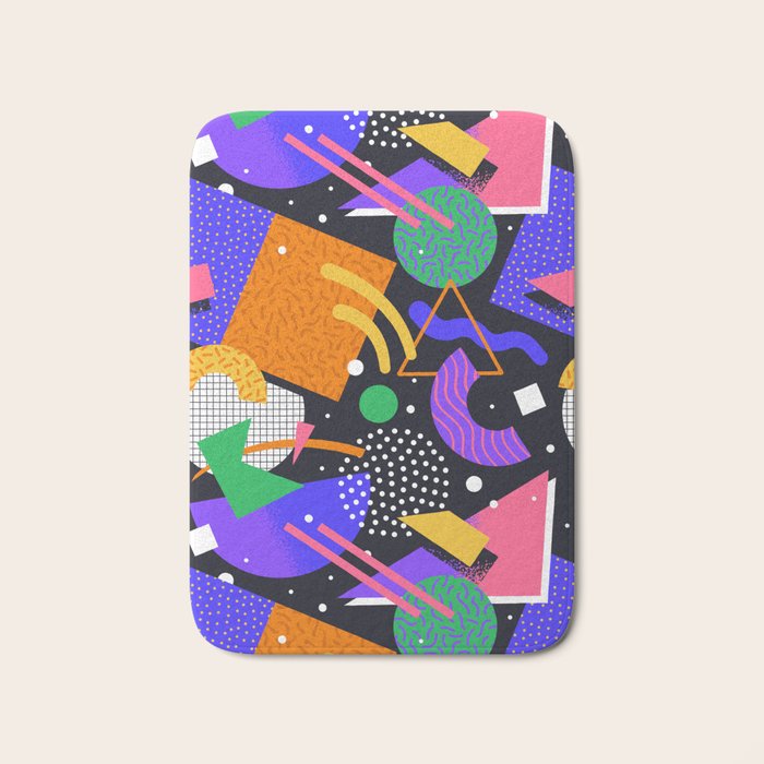 Colorful retro 90s abstract memphis shape pattern Bath Mat Gallery Image 1