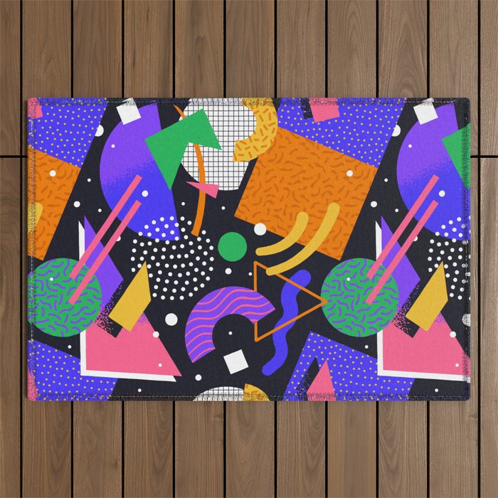Colorful retro 90s abstract memphis shape pattern Outdoor Rug Gallery Image 1