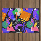 Colorful retro 90s abstract memphis shape pattern Outdoor Rug Gallery Image 1