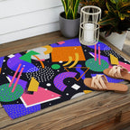 Colorful retro 90s abstract memphis shape pattern Outdoor Rug Gallery Image 2