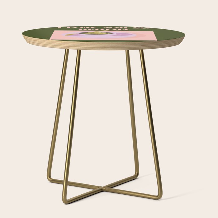 I love you so matcha - a matcha latte illustration in forest green and pink Side Table Gallery Image 1
