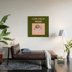 I love you so matcha - a matcha latte illustration in forest green and pink Wood Wall Art Gallery Image 2