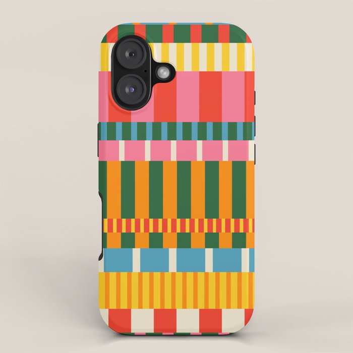 Midcentury Modern Blocks of Stripes colorful pattern iPhone Case