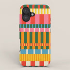 Midcentury Modern Blocks of Stripes colorful pattern iPhone Case Gallery Image 1