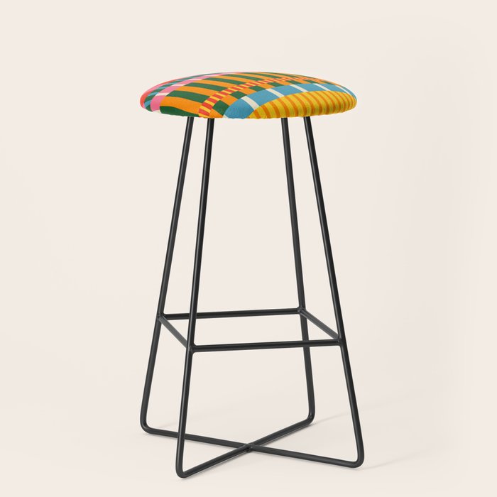 Midcentury Modern Blocks of Stripes colorful pattern Stool Gallery Image 1