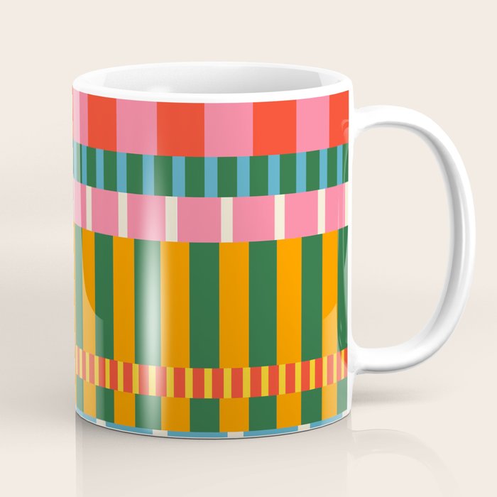 Midcentury Modern Blocks of Stripes colorful pattern Coffee Mug Gallery Image 1
